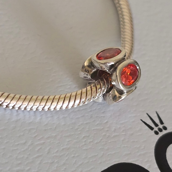 PANDORA Sterling Silver Orange Zirconia Oval Lights Bead Charm Retired - Picture 12 of 16